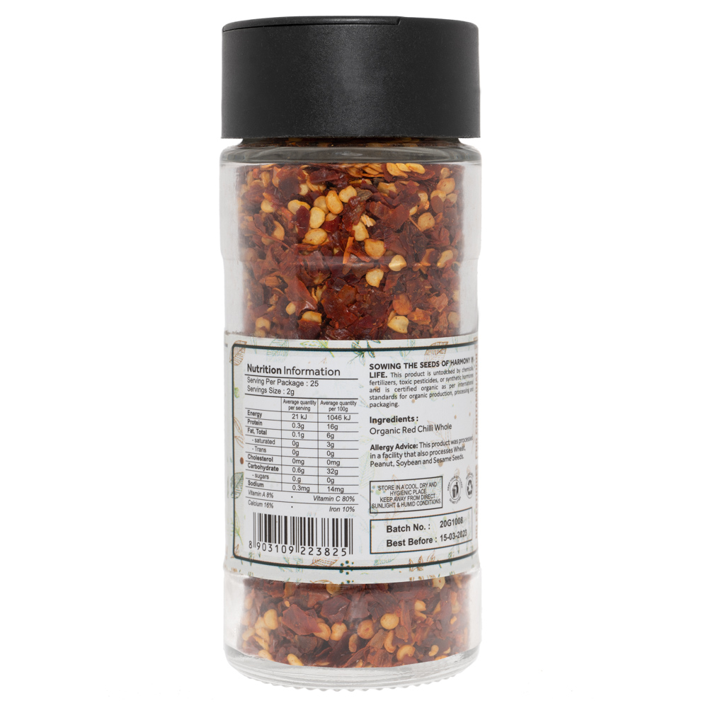 Red Chilli Flakes Organic 50g DTE Foods