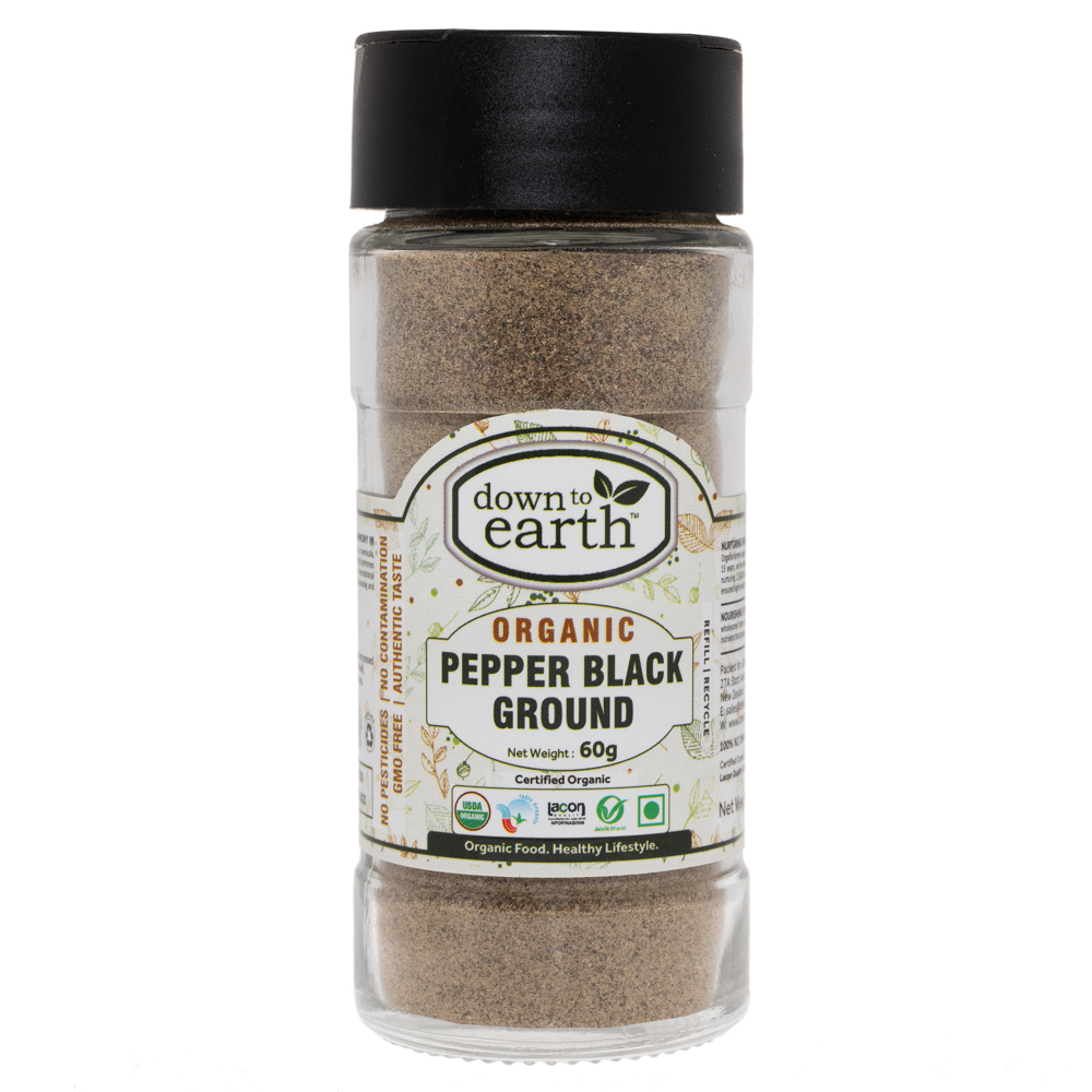 Black Pepper Ground Organic 60g DTE Foods