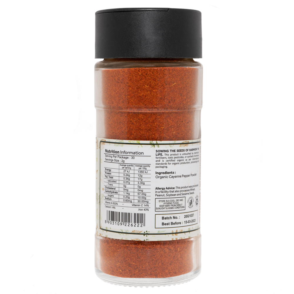 Organic Cayenne Pepper Powder 50g - DTE Foods