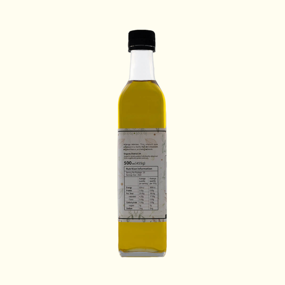 Peanut Oil Cold Pressed Organic 500ml DTE Foods